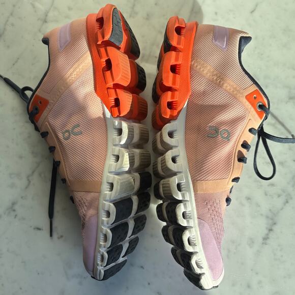 ON CloudFlow 3 Rose Fiji Running Sneakers Orange Lavender Size 7.5 - Picture 5 of 14